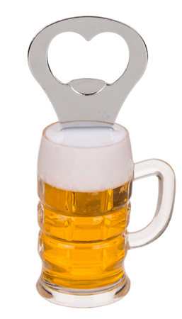 Metall-Flaschen&#246;ffner, Bierglas mit Magnet, ca. 10,5 x 3,5 cm