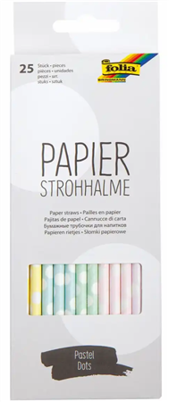 folia Papierstrohhalme Pastell Punkte 20cm 25 St&#252;ck