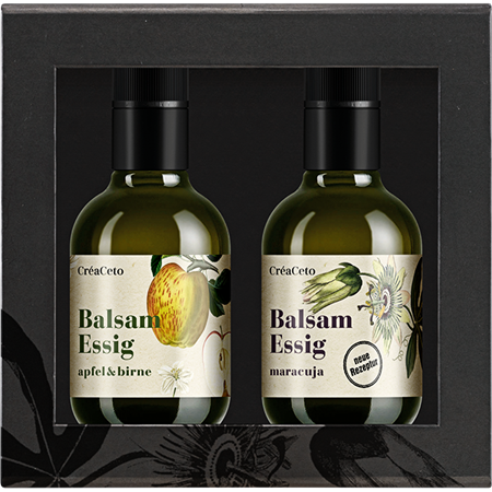 CréaCeto Balsam-Essig Geschenkset 9 Apfel/Birne und Mango 25cl
