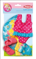 Puppenschwimmset 6-teilig Badeanzug, Clogs, Fl&amp;#252;geli und Schwimmring