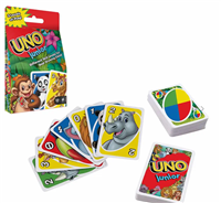 UNO Junior, d/f/i ab 3 Jahren, 2-4 Spieler, mit lustigen Tiermotiven