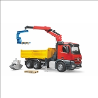 MB Arocs LKW Baustelle mit Kran, Schaufelgreifer, 2 Paletten Profi-Serie 54.5x18.5x27cm