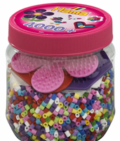 Hama B&amp;#252;gelperlen Mix Box mit 3 Stiftplatten pink 4000 St&amp;#252;ck Dose