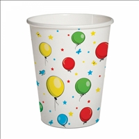 Pappbecher 10x Ballon weiss/farbig, 9.5x5.5x8cm - 0.25l