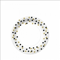 Pappteller 10x Konfetti gold/schwarz, 18x18cm