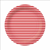 Pappteller 10x Streifen weiss/rot, 23x23cm