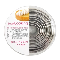 11-tlg. Set Ausstechformen Edelstahl rund 2.5-9cm