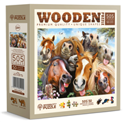 Puzzle Holz L Horsing around 505 Teile, aussergew&amp;#246;hnliche Formen, 37.7x25.4cm