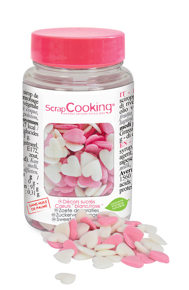 Deko Zucker Herzen weiss rosa 50g